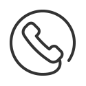 Grafische Darstellung eines Telefonsymbols in einem runden, minimalistisch gestalteten Rahmen.